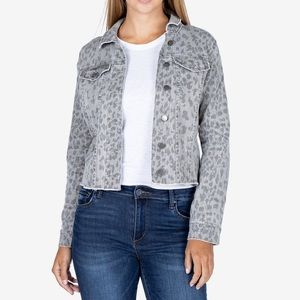 Kut from the kloth leopard denim jacket, med